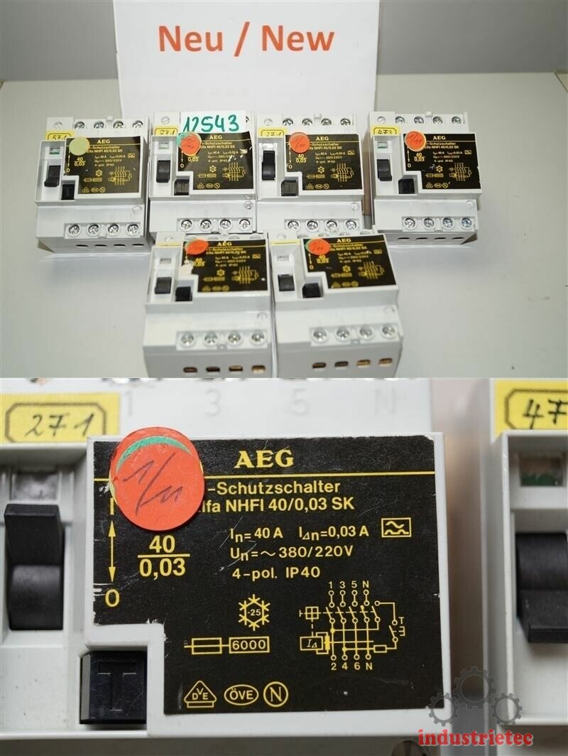 3x AEG Elfa FI 40A 30mA Fehlerstromschutzschalter -used