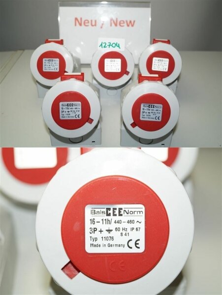 BALS CEE NORM 16-11h , 11076  Wandsteckdose Einbausteckdose 4 polig stecker