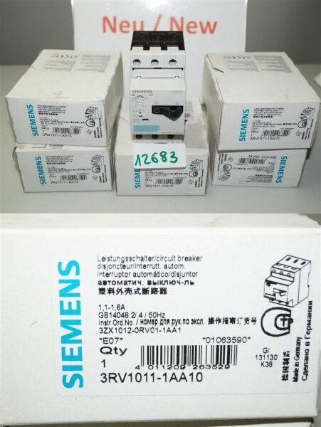 Siemens 3RV1011-1AA10  Motorschutzschalter Schütz Leistungsschütz Leistungsschal