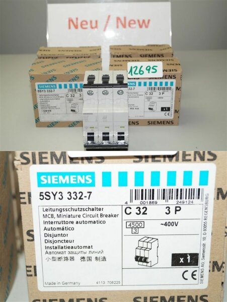 Siemens C 32 , 5SY3332-7 Leitungsschutzschalter, 5SY33,32A , C32  400v, 3 POLIG