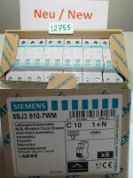 6 x  Siemens C 10 , 5SJ3510-7WM  Leitungsschutzschalter,...