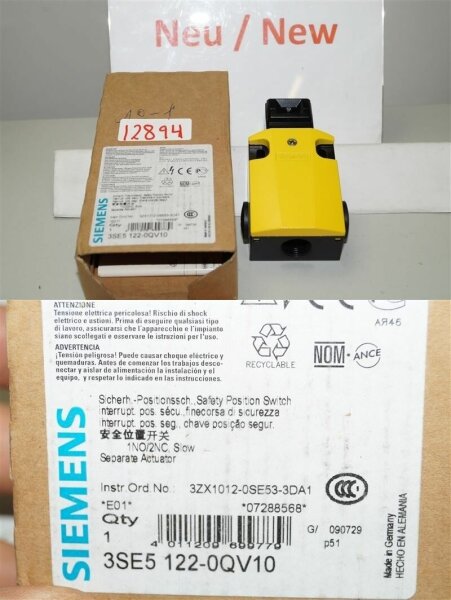 Siemens 3SE5122-0QV10 Sicherheits-Positsionschalter mit getrenntem Betätiger