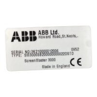 ABB ScreenMaster SM3000 SM3006SB200000000022DSTD Videographic Recorder