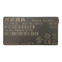 KEBA Kemro K2-200 TM 240A part No.067111 Gebraucht