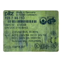 Pilz PZE 7 6S/1Ö 474048 Sicherheitsrelais Gebraucht