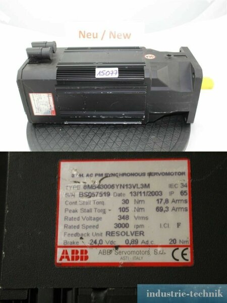 ABB 26 2/12ft543006yn13vl3m SERVO MOTOR SERVO MOTOR