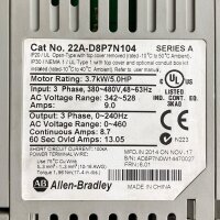 Allen Bradley Power Flex 22A-D8P7N104 3.7KW