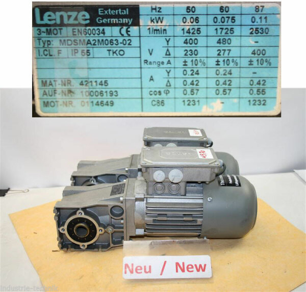 Lenze 0,06 kw  23 min  Getriebemotor MDSMA2M063-02  GKR03-2 M SBR