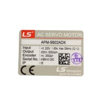 LS Mecapion APM-SB02ADK Servo Motor mit Getriebe PLE060-005-SSS3AD-E14 200 W 3000 rpm