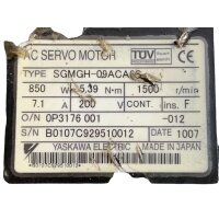 Yaskawa SGMGH-09ACA6S AC Servomotor 1500 rpm