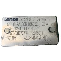 Lenze MDSKABS056-22 Servomotor 15115071 mit Getriebe GFLO6-2A SCR 056C22 102 A 3950 rpm