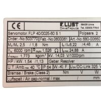 Lust FLP 40/0025-60 S 1 Servomotor 6000 rpm
