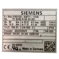 Siemens 1FK6103-8AF71-1EH0 Servomotor 3000 rpm