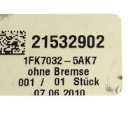 Siemens 1FK7032-5AK71-1PG0 Servomotor 6000 rpm