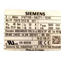 Siemens 1FK7105-5AC71-1EH5 Servomotor 2000 rpm