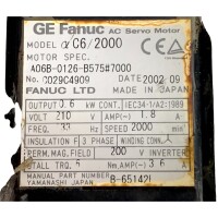 GE Fanuc α C6/2000 Servomotor A06B-0126-B575#7000...