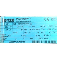 Lenze MDSKARS056-22 Servomotor SO-BAU 390 V 0,8 KW 3950 rpm
