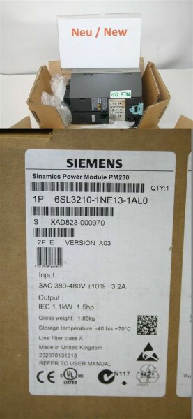 SIEMENS 6SL3210-1NE13-1AL0  Frequenzumrichter SINAMICS PM230