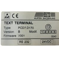 SAIA PCD7.D170 Textterminal Version B Firmware V001