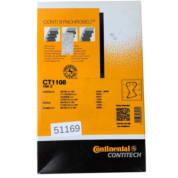 Continental CT1108 Zahnriemen für Chrysler, Dodge, Plymouth 150 Z