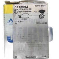 Jurid WVA 21295 Bremsbeläge (Komplettsatz) für Citroen XM inkl. Verschleißsensoren 571369J