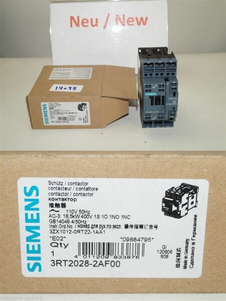 Siemens Sirius 3RT2 schütz 3-polig, 18,5 kW 110 V 3RT2028-2AF00 CONTACTOR