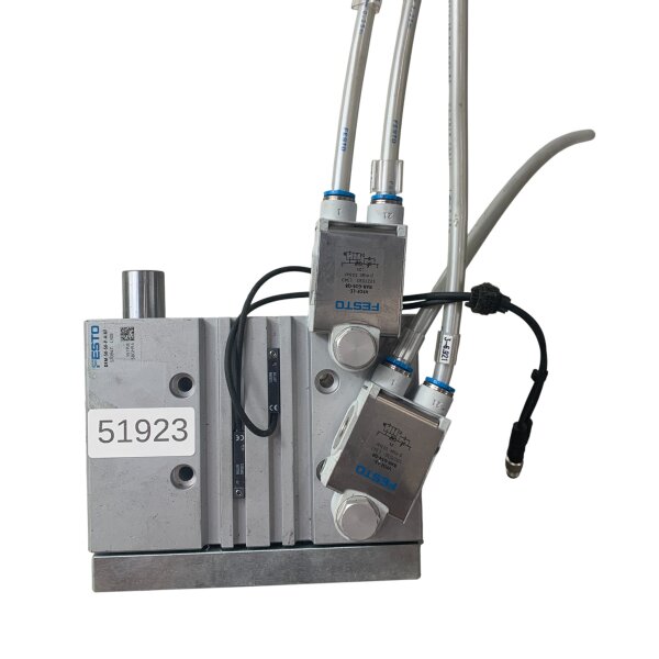 Festo DFM-50-50-P-A-KF pneumatischer Führungsschlitten 170947 + 2 Drossel-Rückschlagventile VFOF-LE-BAH-G14-Q8 1927030