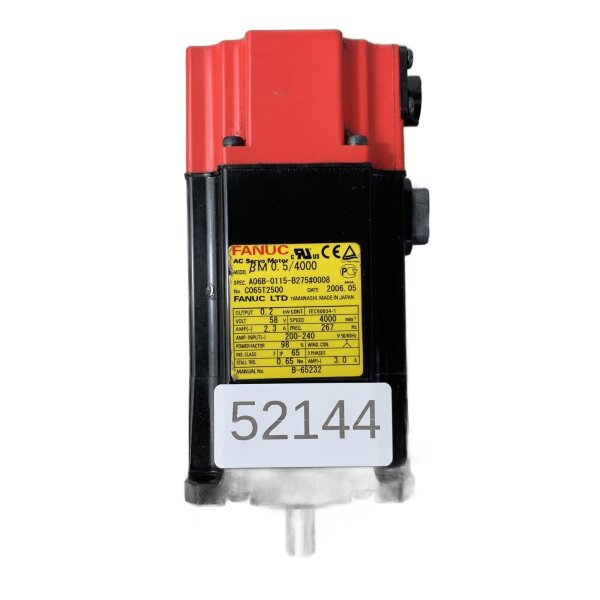 Fanuc βM 0.5/4000 AC Servo Motor A06B-0115-B275#0008