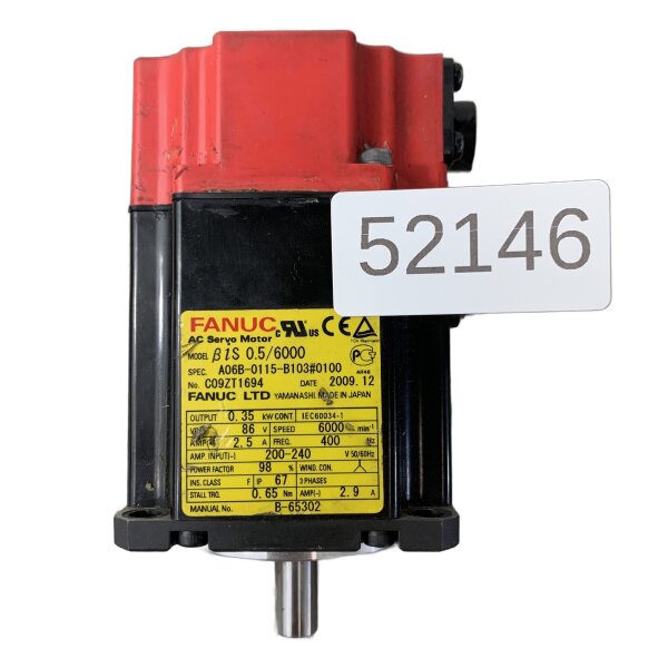 Fanuc βis 0.5/6000 AC Servomotor A06B-0115-B103#0100