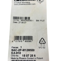 Phoenix Contact SAC-2P-M12MSB/5,0-910 Bus-Systemkabel 15 07 25 6 1507256