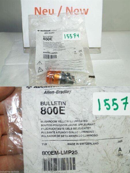Allen Bradley 800EM-LMP25 Mushroom Push Button Amber Push