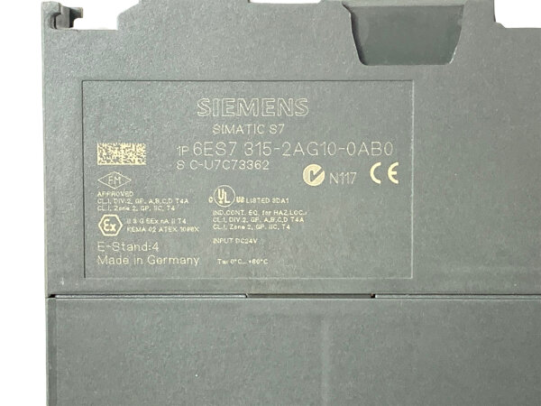 Siemens SIMATIC S7-300, CPU 315-2 DP/ 6ES7315-2AG10-0AB0 Zentralbaugruppe