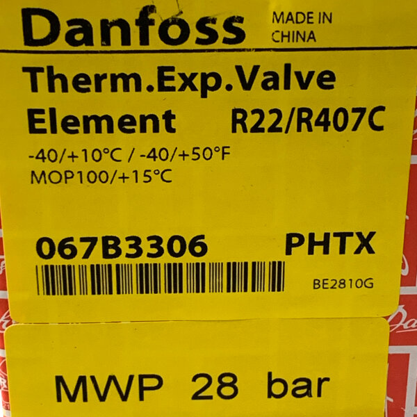 Danfoss R22/R407C 067B3306 thermostatische Expansionsventil
