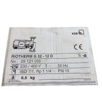 KSB Riotherm G 32-12 D 29121055 Umwälzpumpe