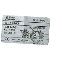 ABB 0T125A3 Lasttrennschalter 1SCA022275R2750