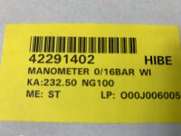 WIKA Manometer 232.50 NG100 0-16 bar G1/2B exzentrisch hinten