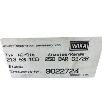 WIKA Manometer 213.53.100 G1/2B 0-250 bar...