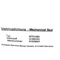 Burgmann M7N65 Q1BEGG Mechanical Seal Wellendichtung 65mm NEU