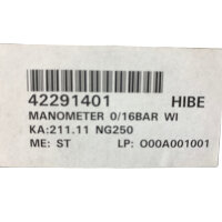 Wika Manometer 0-16 bar Typ 211.11 NG250 Druckmessgerät Art. 42291401