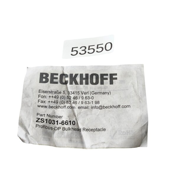 BECKHOFF ZS1031-6610 Schaltschrankdurchführung Steckerkupplung