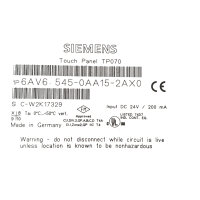 Siemens 6AV6 545-0AA15-2AX0  Simatic Touch Panel TP070