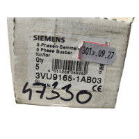 Siemens 3VU9165-1AB03 3-Phasen Sammelschiene 108A 3Phase Busbar 5er Pack Qty 5 Neu