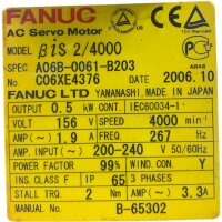 Fanuc ßiS 2/4000 AC Servomotor A06B-0061-B203 0,5...