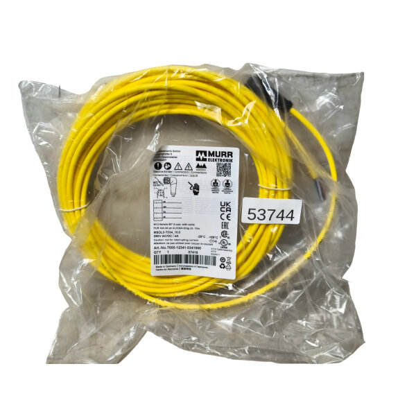 Murrelektronik 7000-12341-0341000 M12 Kabel 90° Buchse 4-polig PUR 10m Gelb Neu