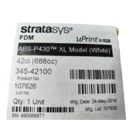 Stratasys 345-42100 3D-Drucker-Filament-Kassette 42ci ABS-P430™ XL weiß