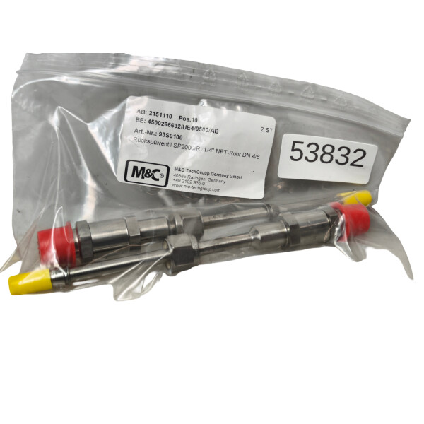 SET Inhalt 2 Stück!!! M&C SP2000/R, 1/4″ NPT-Rohr DN 4/6 Rückspülventil für Gasentnahmesonden 93S0100