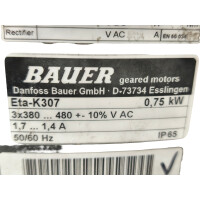 Bauer Schnecken-Getriebemotor Getriebemotor BS10-54VU-D08MA4-TF-K307 1953622-1 A