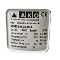 AKO VF080.03X.35.30LA Quetschventil Pinch Valve DN80 PN10