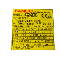 FANUC AC Servomotor A06B-0147-B675 alpha 222000 CEA 3,8kW