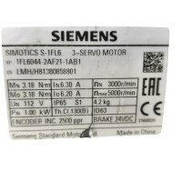 Siemens 1FL6044-2AF21-1AB1 SIMOTICS S-1FL6 Servomotor  IP65